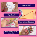 FANDAMEI 1mm Elastic String for Bracelets, Elastic Beading Cord Stretchy for Bracelets Making, Stretch Bead Cord for Jewelry Making, Sturdy Thread for Bracelet Necklace Crafts Christmas DIY String