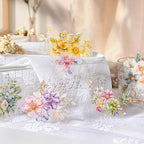 TIAMECH Misty Weaving Flowers PET Stickers - 60 Pcs Dawn Dream & Floral Lace Spring Blossom Design, Waterproof Sticker for Journaling & Scrapbooking, Junk Journal Supplies, Ephemera & DIY Crafts