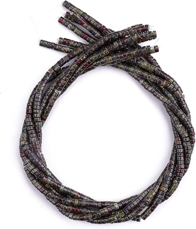 Natural Dragon Blood Jasper Spacer Beads Caps Loose Semi Gemstone for Beading Jewelry Making 4mmx2mm 38cm