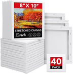 ESRICH 40Pack Stretched Canvas for Painting 8x10, Blank White Canvases for Painting - Primed Cotton, Art Canvases for Oil, Acrylic & Watercolor Paint.
