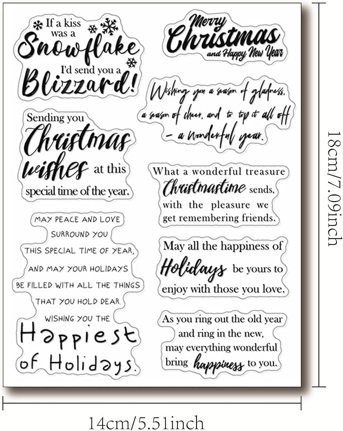 Arbuya Merry Christmas Wishes Clear Stamps Blessing Words Silicone Stamps Christmas Verses Rubber Stamps for Christmas Cards Making DIY Scrapbooking Photo Album Decoration