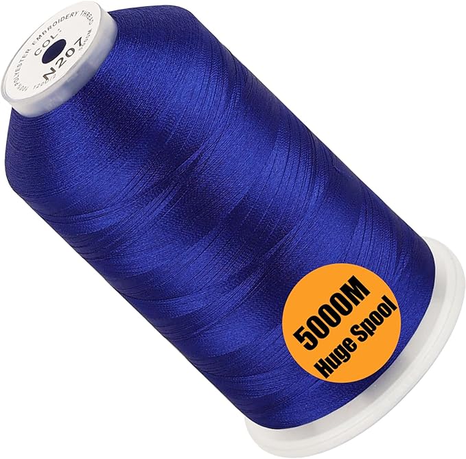 New brothread - Single Huge Spool 5000M Each Polyester Embroidery Machine Thread 40WT for Commercial and Domestic Machines - Blue(Janome Color)