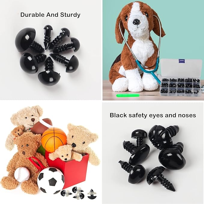 Yexixsr 566PCS Safety Eyes for Amigurumi, Various Sizes Crocheting Safety Eyes and Noses with Washers, for Teddy Bear, Stuffed Doll, Crochet Toy and Plush Animal