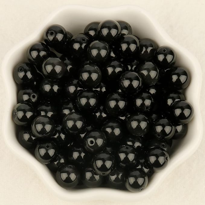 60pcs 6mm Natural Stone Beads Black Obsidian Beads Crystal Gemstone for Jewelry Making, DIY Bracelet Necklace