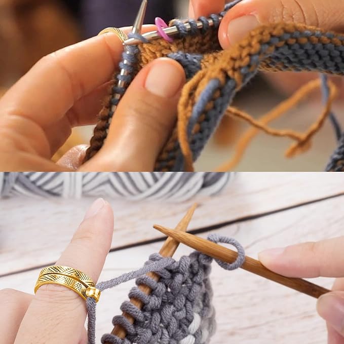 10 Pack Knitting Crochet Loop Ring, Crochet Accessories Crochet Stuff Adjustable Crochet Ring Finger Yarn Guide Knitting Tension Rings for Crocheting, Knitting Thimbles for Crochet- Multicolor