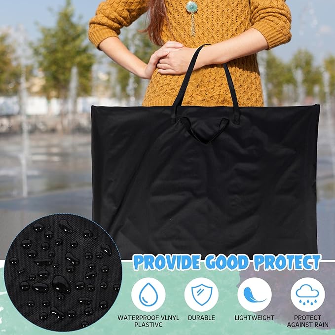 Abbylike 48 x 36 Inch Art Portfolio Bag Large Size Art Supply Bag with Nylon Shoulder Waterproof Poster Board Painting Drawing Sketch Storage Carrying Case for Christmas Artwork Gift(Black,1 Pcs)