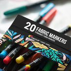 Zenacolor 20 Fabric Markers Pens Set - Indelible and Permanent Fabric Paint Fine Point Textile Marker Pen