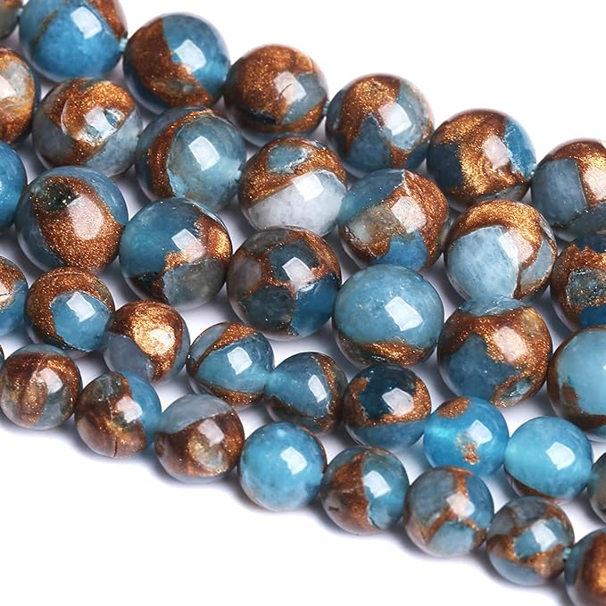 10MM 36PCS Lake Blue Cloisonne Craft Spacer Loose Beads for Jewelry Making DIY Bracelet