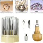 Flylin 23Pcs Beading Tools, Metal Handmade Beader Set for Diamond Stone, Professional Jewelry Setting Graver, Stone Setting Beading Tool Kit for DIY Crafting Jewelry Making