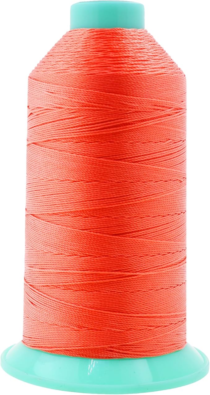 Mandala Crafts Bonded Nylon Thread Coral Heavy Duty Sewing Threads - 800 YDs Size 207 630D T210 Tex 210 Thread for Leather Jeans Weaving Outdoor Marine Upholstery Threads