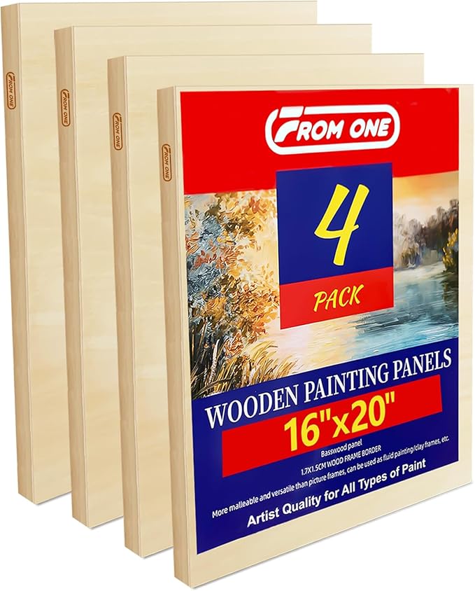 4 Pack 16x20 Basswood Paint Pouring Panels – Wood Painting Boards for Acrylic Pouring, Oil & Resin Art – Sturdy Pre-Sanded Artist Panels for Professionals & Exhibitions