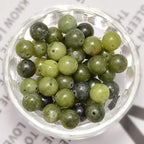 NCB 100pcs Natural Stone Beads for Jewelry Making Supplies, 10mm Loose Smooth Round Gemstone Beads for Bracelets, Necklace (Canadian Jade, 10mm 100Beads)