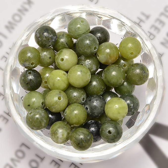 NCB 200pcs 4mm Canadian Jade Loose Beads for Jewelry Making, Natural Semi Precious Beads Round Smooth Gemstones Spacer Beads Charms for Necklaces Bracelets (Canadian Jade, 4mm 200Beads)