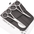 Small Embroidery 4.5 Inch Scissors Set of 2 Kit - Mini Double Bend Offset Duckbill and Double Bend Long Applique Needlepoint Blade with Pouch Sleeve (Satin)