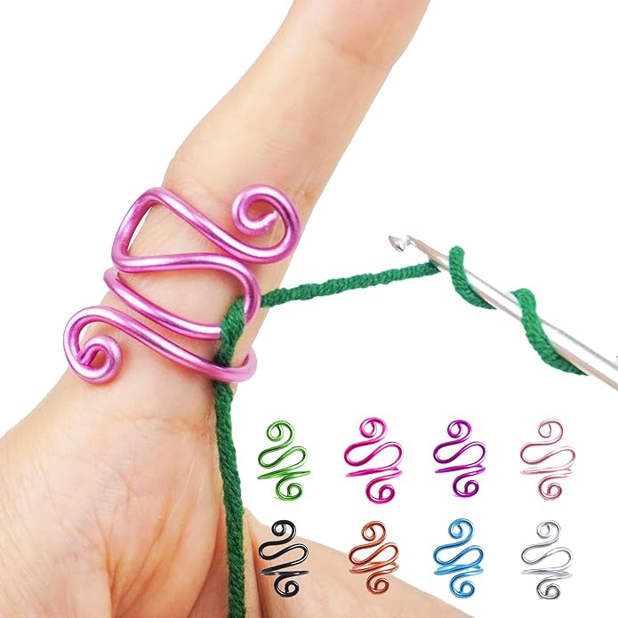 Handmade Crochet Tension Ring, Lefties & Righties Yarn Tension Control, Adjustable Hook Ring, Companion Ring Yarn Regulator, Gift for Crocheters Knitters