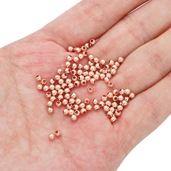 Rose Gold Plated Round Spacer Beads 3mm 300pcs for Jewelry Making Findings Non Tarnish