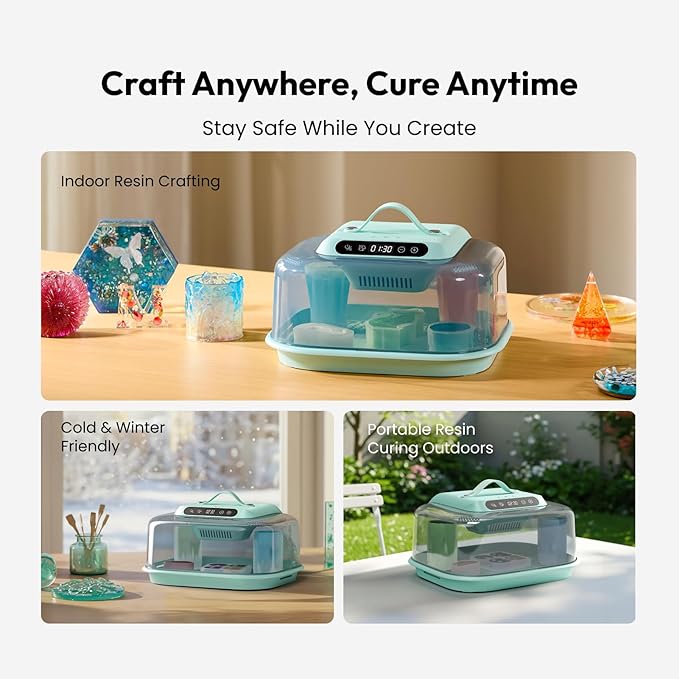 Resiners Resin Curing Machine G3 with UV Resin Light, 2H/1Min Fast Curing, Silicone Mat Included, Deformation-Resistant Reversible Base, Resin Dryer for Epoxy Mold Casting, Jewelry Making, DIY Decor