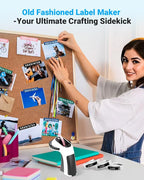 Phomemo Embossing Label Maker Machine, Vintage Embossed Label Maker, Retro Embosser Labeler with 6 Rolls Label Tapes, Old School Label Makers Waterproof for Home Office Kids DIY Crafting -Black