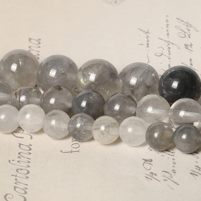 45pcs 8mm Natural Stone Beads Greystone Crystal Beads Energy Crystal Power Gemstone for Jewelry Making, DIY Bracelet Necklace