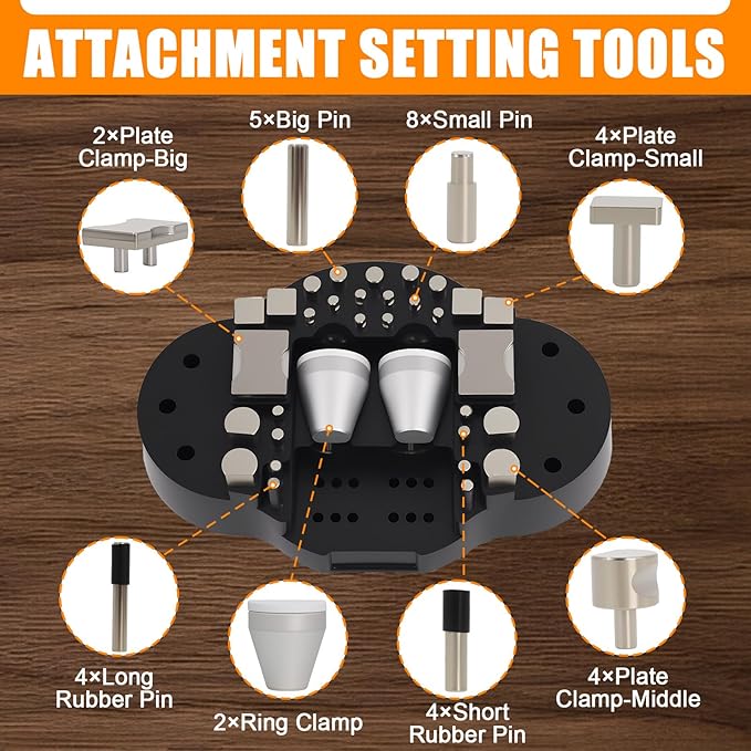 Podoy Ball Vise 3" Jewelers Engraving Block Setting Tool with 35Pcs Attachment, 360° Rotation Engraving Block Vise Jewelry Engraving Block Tools Standard Block