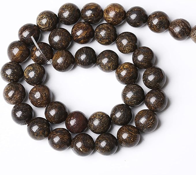 38pcs 10mm Natural Stone Beads Brown Bronzite Gemstone Round Loose Beads for Jewelry Making DIY Bracelet Necklace