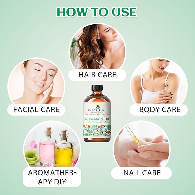 EVOKE OCCU Rosemary Oil for Hair Growth, Nourishing Scalp, Relieving Hair Loss & Reducing Dandruff - 4 Fl Oz