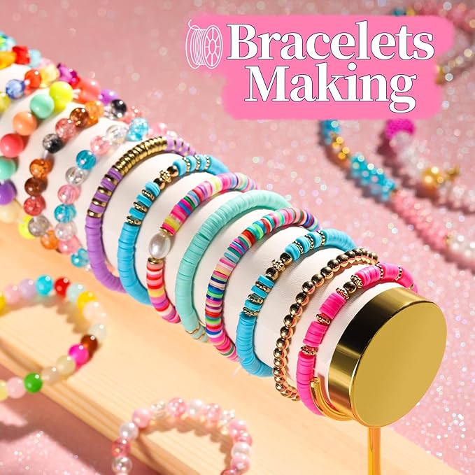 FANDAMEI 1mm Elastic String for Bracelets, Elastic Beading Cord Stretchy for Bracelets Making, Stretch Bead Cord for Jewelry Making, Sturdy Thread for Bracelet Necklace Crafts Christmas DIY String