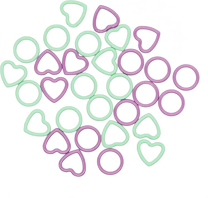 Wonafa 50Pcs Heart-Shaped Metal Stitch Markers,Metal Colorful Crochet Stitch Markers,with Storage Box for Crocheting Clothing Tag DIY Craft Project (Heart-Shaped-50Pcs)