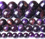 10MM Purple Tiger Eye Stone Beads Natural Gemstone Round Loose Beads for Jewelry and Bracelets Making 72pcs 2 Strands 32"