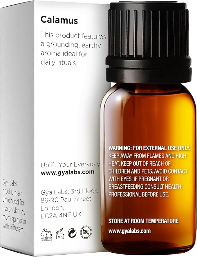 Gya Labs Calamus Essential Oil - 0.34 Fl Oz - for Hair, Skin, Diffuser, Aromatherapy & DIY Candle Making Scent