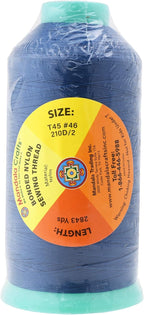 Mandala Crafts Bonded Nylon Thread Airforce Blue Heavy Duty Sewing Threads - 2843 YDs Size 46 210D T45 Tex 45 Thread for Leather Jeans Weaving Outdoor Marine Upholstery Threads