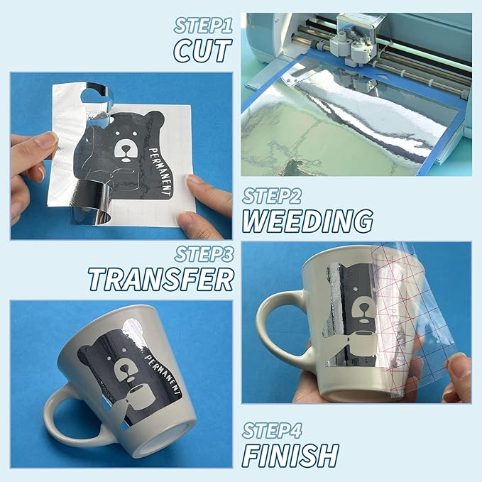 Mirror Silver Permanent Vinyl Roll 12" x 12FT - Lya Vinyl Metallic Outdoor Permanent Vinyl for Cricut - Adhesive Roll for Home Decor, Party Decoration, Mug, Window