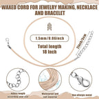 Tudomro 100 Pieces 20 Inch Waxed Leather Necklace Cord Bulk with Clasp Colorful Necklace Bracelet Chains String Rope Cord for Jewelry Making Pendants Charms(Khaki)
