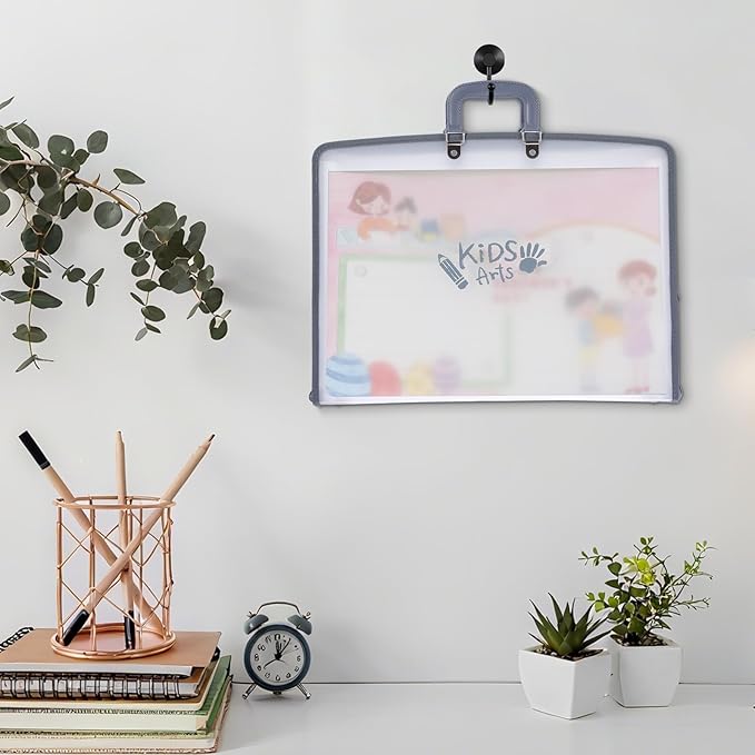 BTSKY 1 Pack A3 Art Portfolio - 11x17 Inch Zippered Accordion File Organizer with 13 Pockets, Portable Portfolio Folder with Zipper Closure & Sticky Labels for Artworks, Documents, Paintings