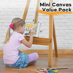 CONDA Mini Stretched Canvas for Painting, 4x4 inch 12 Pack of Art Small Canvases for Kids Artists,100% Cotton Primed Blank Canvas, 4/8 Inch Profile Value Bulk Pack for Acrylics, Oils Painting