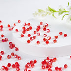1100pcs Red 4mm Bicone Crystal Beads for Jewelry Making – Faceted Glass Beads for DIY Bracelets, Necklaces, Earrings, Suncatchers, Crafts, and Loc Sprinkles