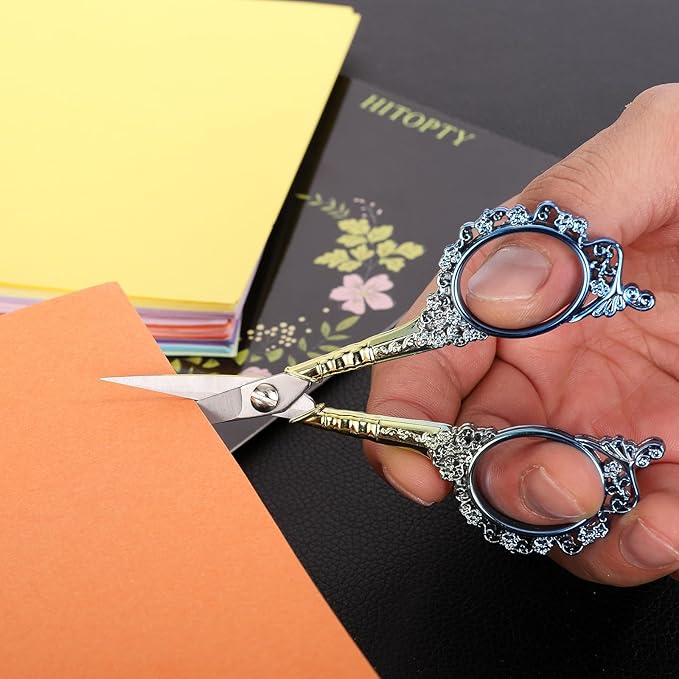 Sewing Sharp Embroidery Threading Scissors with Cover for Craft Art work Needlework Yarn Fabric Precision Detail Paper Cutting Tools, 4.5in Blue Shears