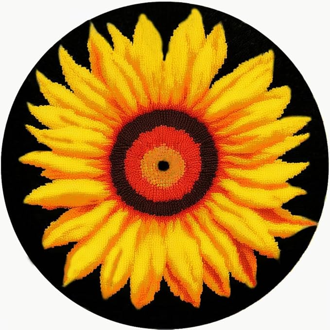 YAKOLECI Latch Hook Kits for Adults, Color Printed DIY Rug Crafts Arts Carpet for Home Decoration Festival Gift (Sunflower)