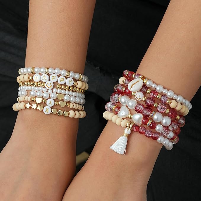 Xylise 6mm/8mm Crackle Glass Beads Bracelet Making Kit Crystal Glass Beads Jewelry Making Kit, Friendship Bracelet kit for DIY Crafts Gifts