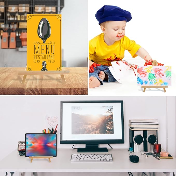 8 Pack 14 Inch Wood Easels, Tabletop Easels, Easel Stand for Painting, Tripod Painting Easels for Art & Crafts, Portable Canvas Holders