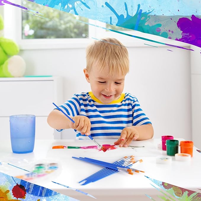 Nylon Hair Paint Brushes Set - 50 Pcs for Acrylic, Watercolor & Craft Painting (Flat)