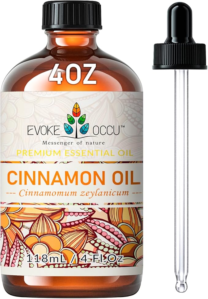 EVOKE OCCU Cinnamon Essential Oil - Warm Fall Scent for Diffuser, Spray, Soap, Candles, Hair & Skin Care - 4 Fl Oz