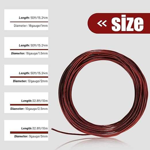 32.8 Feet Red Aluminum Craft Wire, 9 Gauge 3mm Thickness Sculpting Wire, Armature Wire for Sculpting, Bendable Metal Craft Wire for Making Dolls Skeleton DIY Crafts