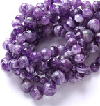 90PCS 8MM Purple Amethyst Dream Lace Beads Natural Quartz Crystal Stone Loose Beads for Jewelry Making DIY Bracelet Grade A+
