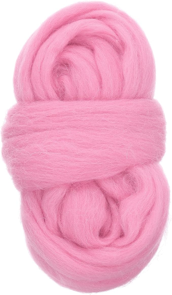 uxcell Needle Felting Wool, 1.76oz Natural Fibre Wool Roving Yarn Felting Supplies for Needle Felting DIY Handcrafts, Rose Red