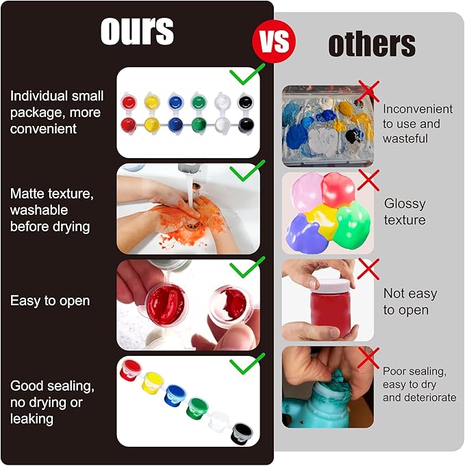 10 Pack 6 Colors Mini Acrylic Paint and Brushes Set for Kids Party Favor, Individual Paints Strips Sets with Brush for Kid, Student Painting Kit for Canvas(10 Pack)