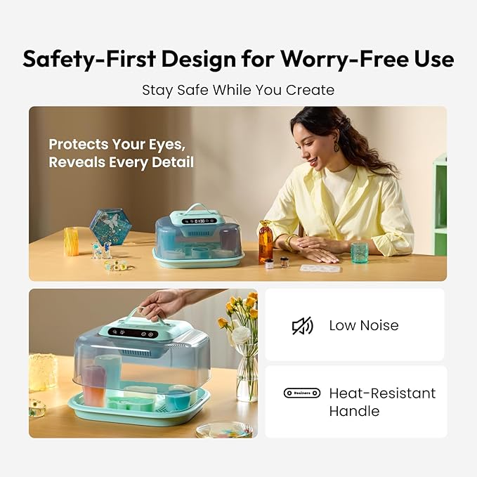 Resiners Resin Curing Machine G3 with UV Resin Light, 2H/1Min Fast Curing, Silicone Mat Included, Deformation-Resistant Reversible Base, Resin Dryer for Epoxy Mold Casting, Jewelry Making, DIY Decor