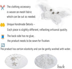 Flower Pearl Fabric Rhinestones Beaded Lace Applique,3D Butterfly Embroidered Lace Patch for Clothes,Dress (White)