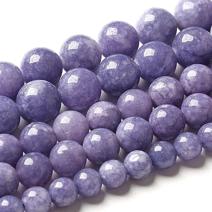 4MM Lavender Purple Chalcedony Natural Stone Round Loose Beads for Jewelry Making and Crafting 180pcs 2 Strands 32"