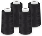 Serger Thread 4 Cones 3000 Yards Each Spool All Purpose Polyester Thread 40S/2 for Sewing, Serger, Overlock, Quilting, Piecing - Black, HY1256